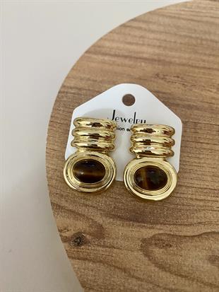 Gold Kahve Vintage Stil Küpe 