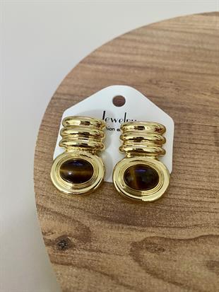 Gold Kahve Vintage Stil Küpe 