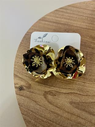 Gold Leo Tül Detay Tasarım Küpe