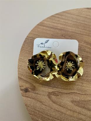 Gold Leo Tül Detay Tasarım Küpe