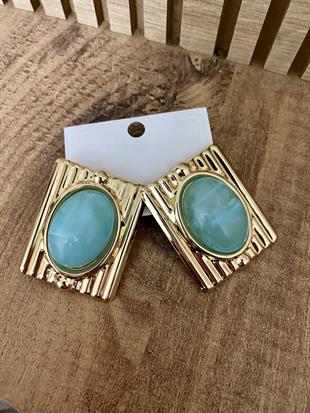 Gold Mavi Taşlı Marka Model Küpe