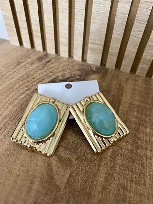 Gold Mavi Taşlı Marka Model Küpe