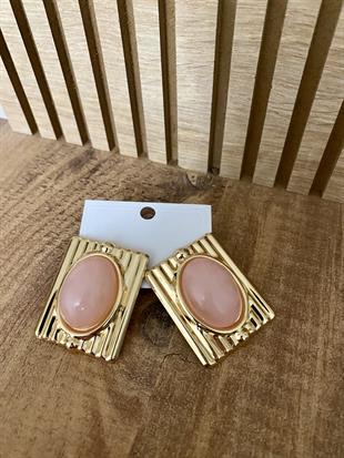 Gold Pembe Taşlı Marka Model Küpe