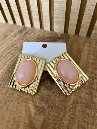 Gold Pembe Taşlı Marka Model Küpe