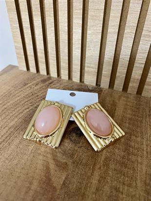 Gold Pembe Taşlı Marka Model Küpe