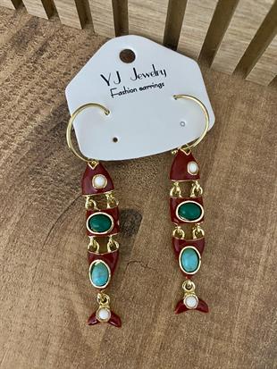 Gold Renkli Otantik Balık Model Küpe