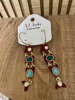 Gold Renkli Otantik Balık Model Küpe