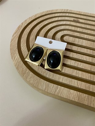 Gold Siyah Marka Model Plaka Küpe