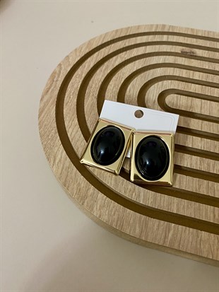 Gold Siyah Marka Model Plaka Küpe