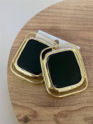 Gold Siyah Plaka Küpe