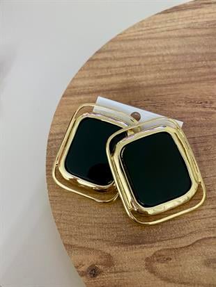 Gold Siyah Plaka Küpe