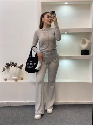 Gri Kaşkorse Kemer Pantolon 