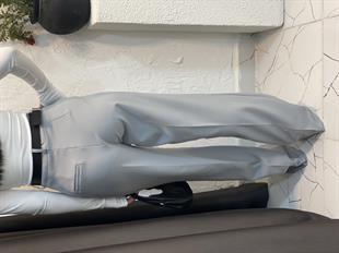 Gri Yüksek Bel Palazzo Pantolon 