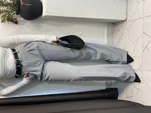 Gri Yüksek Bel Palazzo Pantolon 