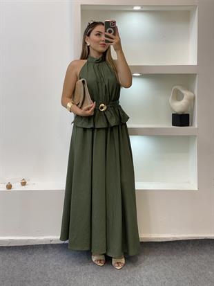 Haki Yeşil Premium Kalite Bluz Etek Takım