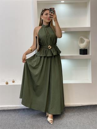 Haki Yeşil Premium Kalite Bluz Etek Takım