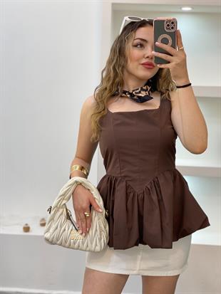 Kahve Balon Etek Marka Model Bluz