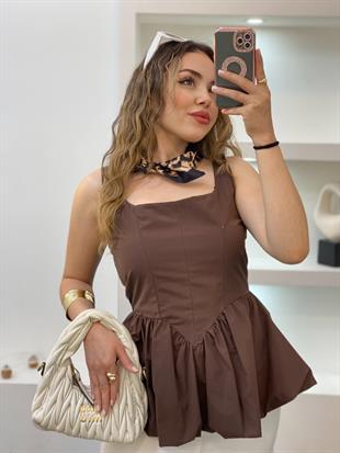Kahve Balon Etek Marka Model Bluz