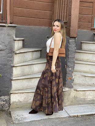 Kahve Beli Drapeli Etek