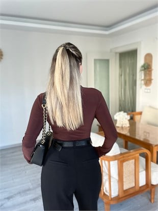 Kahve Dantel Detaylı Sandy Bluz