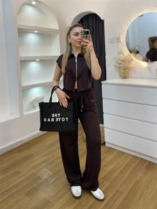 Kahve Fermuarlı Model Modal Takım