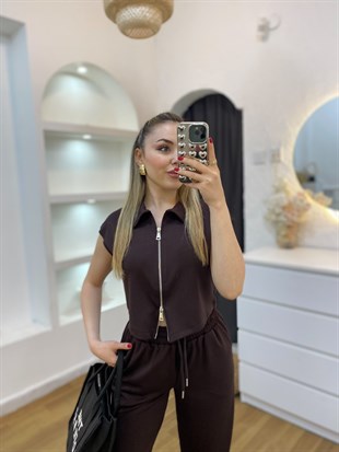 Kahve Fermuarlı Model Modal Takım