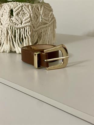 Kahve Gold Kare Tokalı Marka Model Deri Kemer