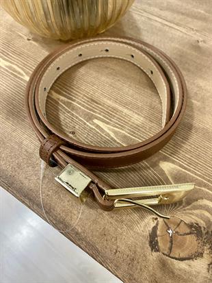 Kahve Gold Tokalı Köprülü Deri Kemer