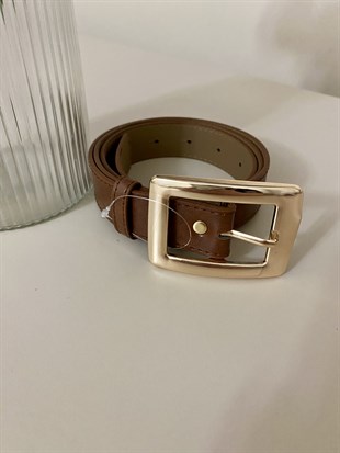 Kahve Gold Tokalı Deri Kemer