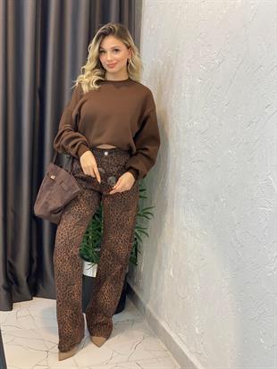 Kahve İçi Şardonlu Sweatshirt 