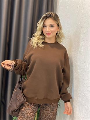 Kahve İçi Şardonlu Sweatshirt 