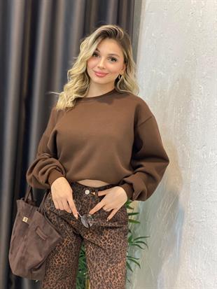 Kahve İçi Şardonlu Sweatshirt 