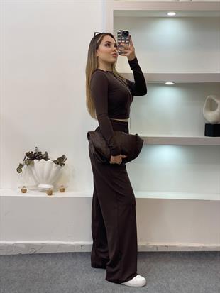 Kahve Likralı Scuba Takım