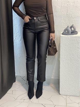 Kahve Mumlu Yüksek Bel Boyfit Jean 