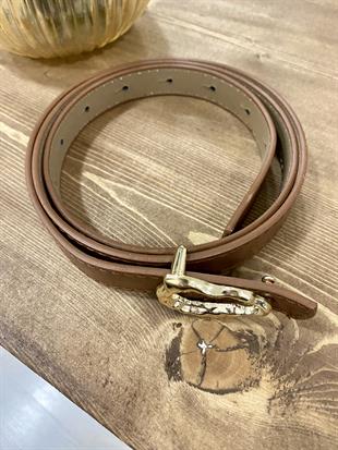Kahve Oval Gold Tokalı Kemer