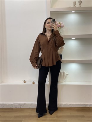 Kahve Piliseli Model Gömlek 