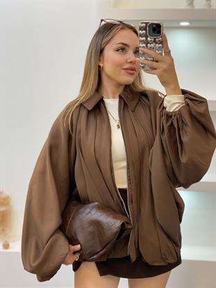 Kahve Premium Seri Yarasa Kol Ceket 