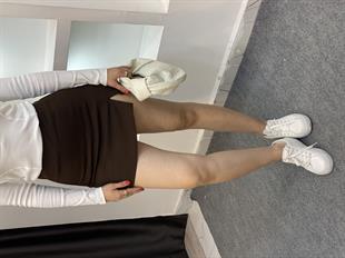 Kahve Tok Kumaş Premium Şort Etek