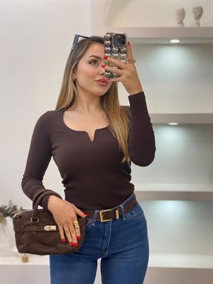 Kahve V Model Fitilli Basic Bluz