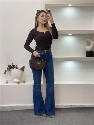 Kahve V Model Fitilli Basic Bluz