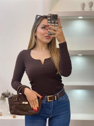 Kahve V Model Fitilli Basic Bluz