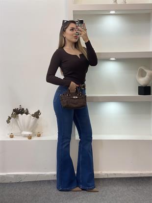 Kahve V Model Fitilli Basic Bluz