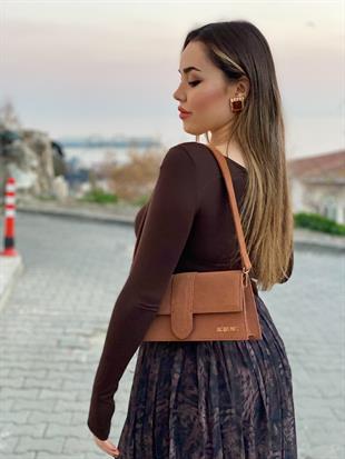 Kahve Yaka Düğüm Detaylı Bluz