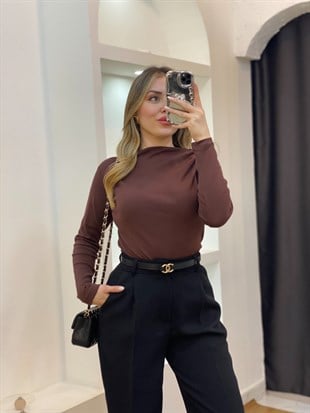 Kahve Yaka Düğümlü Body