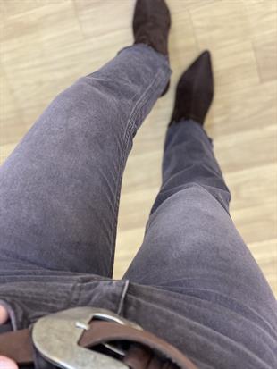 Kahve Yıkamalı Yüksek Bel Boyfit Jean