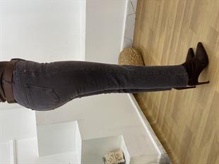 Kahve Yıkamalı Yüksek Bel Boyfit Jean