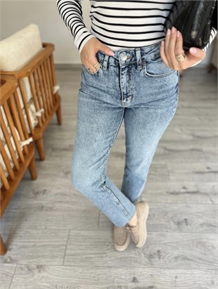 Kar Yıkama Yüksek Bel Boyfit Jean