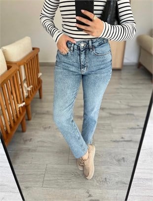 Kar Yıkama Yüksek Bel Boyfit Jean