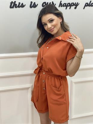 Kiremit Şehir Boy Tiril Tiril Keten Tulum