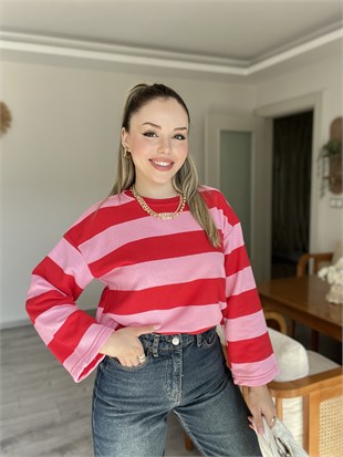 Kırmızı Pembe Çizgili Basic